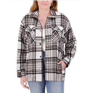 NWT HFX Women's Button Down Front Pocket Shirt Jacket Brown Size Small $80 EE440